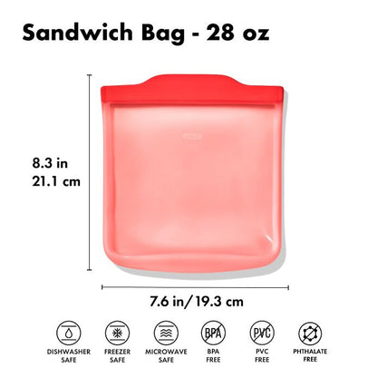 Silicone Reusable Bag - Sandwich Bag (28 oz) - Watermelon - US 8672